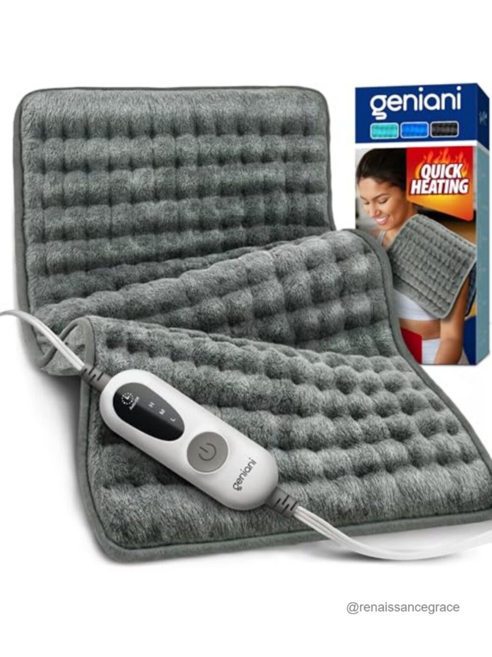 Electric Heating Pad Throw Microplush Back Neck Shoulder Relief 12x24